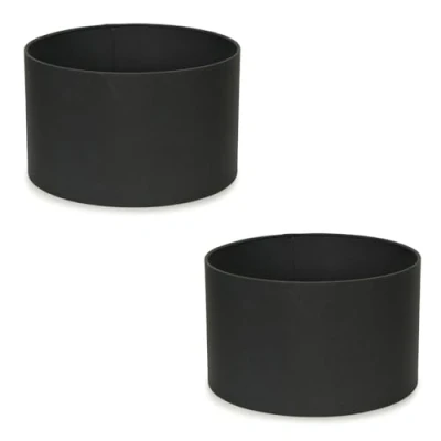 Image of Pair of Modern Charcoal Grey Fabric Cylinder Ceiling Pendant Lampshade/Table Lamp Drum Light Shade Small