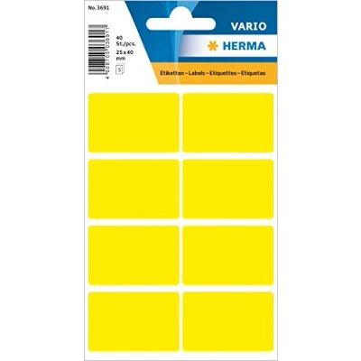 Image of HERMA Multi purpose labels 26x40mm yellow 40 pcs. self adhesive (26 x mm)