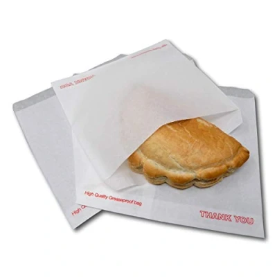 Image of EPOSGEAR® 7&quot; x White Thank You Greaseproof Paper Food Bags Ideal for Cakes, Pastries, Sandwiches etc (1000)