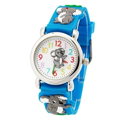 Image of ele ELEOPTION Children&#039;s Watch Waterproof 3D Cute Cartoon Round Dial Silicone Rubber Band Quartz Wristwatch Xmas Gift for Little Girls Boy Kids Children Environmental Friendly Koala, Blue