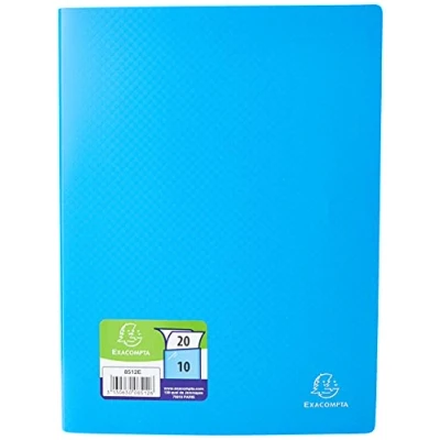 Image of Exacompta Ref 8512E Soft PP Display Book Suitable for A4 Documents, Made from Polypropylene, Lightweight, 10 Pockets, 20 Viewing Pages Blue Cover