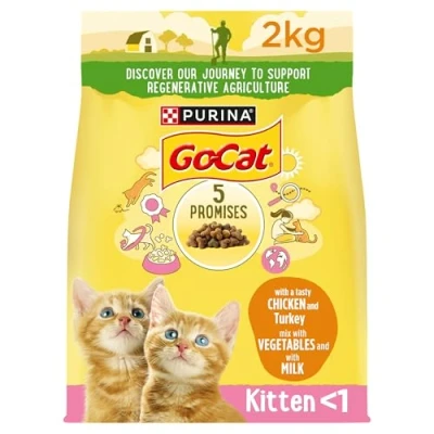 Image of Go Cat Kitten Chicken Turkey and Milk Dry Food 2kg (Pack of 4)