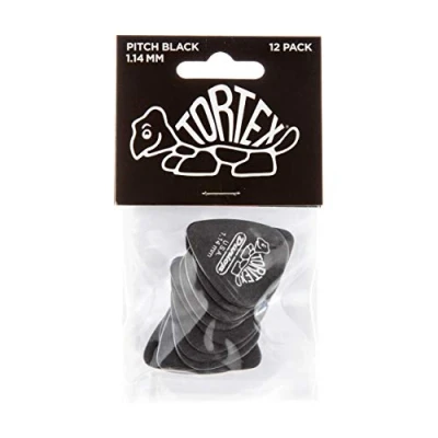 Image of Dunlop Tortex Picks, Black, 1.15 mm, Standard, Pack of 12