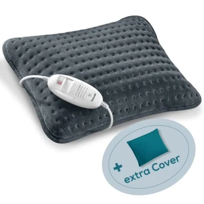 Image of Beurer HK 48 Cosy Sofa Heating Pad with Quick Heating, 3 Illuminated Temperature Levels and Automatic Shut Off, Extra Soft Reversible Cushion, Additional Felt Cover, Petrol Blue