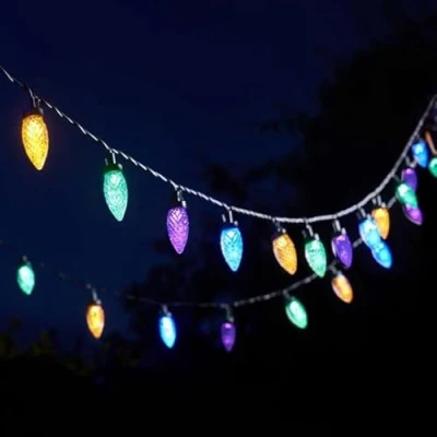Image of Garden Mile 30 LED Light Solar Powered and Mains Powered, 14ft String Lights Waterproof Festoon Indoor/Outdoor Fairy Decorative for Garden, Patio, Parties