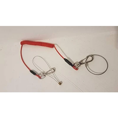Image of New Tethered Tools Safety Lanyard 2 Loops with Double Clips Coil Spring Wire BBI Heavy Duty Strong Cables