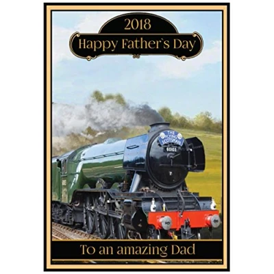 Image of Amazing Flying Scotsman Steam Train Fathers Day Card