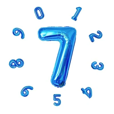 Image of 40&quot; Number Balloons,Helium 7 Balloons Birthday,Self Inflating Balloons,Foil Balloon for Birthday Party,New Year Decoration,Anniversary Decoration,Company Celebration (Blue #7)