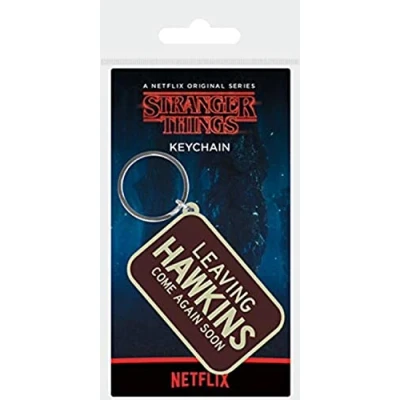 Image of Pyramid International Stranger Things Rubber Keyring with Leaving Hawkins Design Official Merchandise,Multi colour,4.5 x 6cm