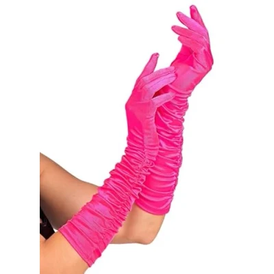Image of Struts Adult Size Bright Pink Panto Dame Long Satin Gloves