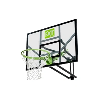 Image of EXIT Toys Galaxy Wall Mounted Basketball Backboard Includes Hoop, Net and Mounting Materials Basket Adjustable to 5 Heights For Kids Adults Very Solid Frame Green/Black