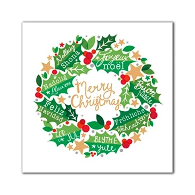Image of Pack of 8 Wreath British Heart Foundation Charity Christmas Cards Xmas 556966