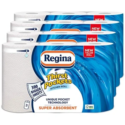 Image of Regina Thirst Pockets Super Absorbent Kitchen Tissue Paper Towel 3 for 2 Rolls (12 Rolls)