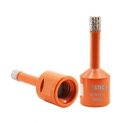 Image of BGTEC Dry Diamond Core Drill Bits 2pcs Diameter 8mm for Porcelain Tile Ceramic Marble Brick M14 Thread
