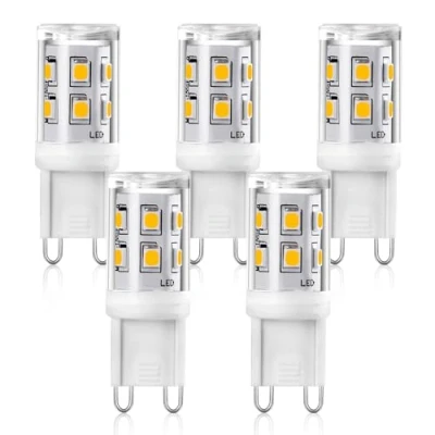 Image of Yuiip G9 LED Light Bulb 2W, Replaces 20W/25W Halogen, 3000K Warm White, Non Dimmable, 360 Beam Angle, Pin Base, Energy Efficient, AC220 240V, 5 Pack