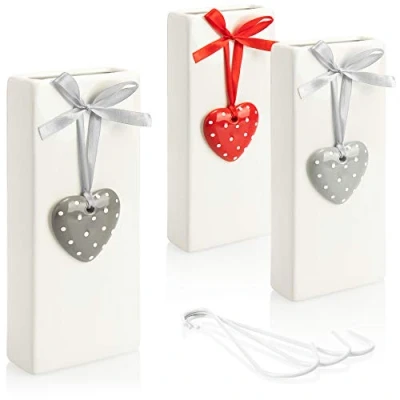 Image of com four® 3x Heating Humidifier Radiator in white ceramic water evaporator with heart decoration
