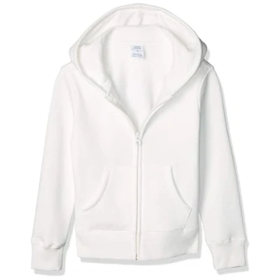 Image of Amazon Essentials Girls&#039; Fleece Zip Up Hoodie Sweatshirt, White, 10 Years