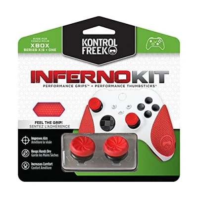 Image of KontrolFreek FPS Freek Inferno Performance Kit for Xbox One and Series X Controller Includes Thumbsticks Grips Red