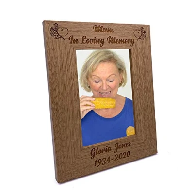 Image of ukgiftstoreonline Personalised Mum In Loving Memory Remembrance Wooden Photo Frame (5 x 7 Inch)