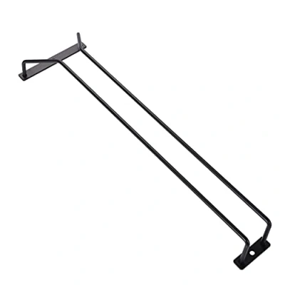Image of Diano Black Wine Glass Rack, Under Cabinet Holder, Stemware Rack Shelf, Glasses Storage Hanger for Bar Kitchen 40.5CM