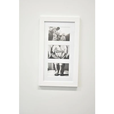 Image of DEENZ 3 Multi Aperture Frame Photos Picture Wall Family Rules Collage Photo 26x43cm (White)