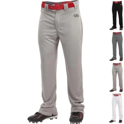 Image of Rawlings Men&#039;s Launch Series Baseball Pant Full Length Semi Relaxed Fit Adult Sizes Solid Color Options Grey