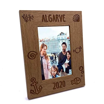 Image of ukgiftstoreonline Personalised Beach Themed Holiday Portrait Wooden Photo Frame Gift (8 x 10 Inch)