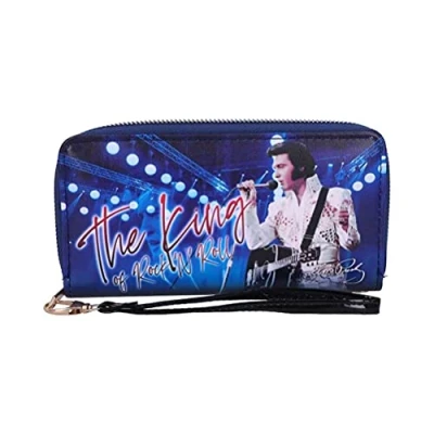 Image of Nemesis Now Elvis The King of Rock and Roll Blue Womens Purse, 19cm