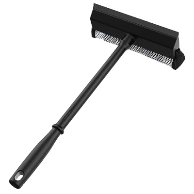 Image of MR.SIGA Professional Squeegee for Car Windshield Washing, Shower Door with Handle, 2 in 1 Window Cleaning Washing Sponge, Black