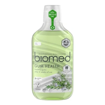 Image of Biomed Well Gum Natural Mouthwash with Eucalyptus and Essential Oils to Promote Healthy Gums, Alcohol Free, Mint 500ml (Pack of 1)