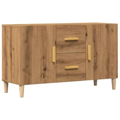 Image of vidaXL sideboard cupboard artisan oak engineered wood highboard with metal feet and practical handles for living room or kitchen 100 x 36 60 cm