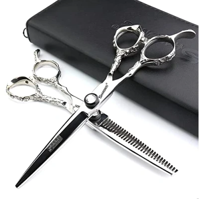 Image of AXEMOORE Porfessional Left Handed Hairdressing Scissors 6 Inches Stainless Steel Hair Cutting Shears for Women &amp; Men