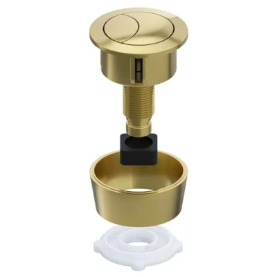 Image of SPARES2GO Universal Toilet Cistern Dual Flush Push Button Kit for 20mm 40mm 50mm 60mm Lid Hole (Brushed Brass)