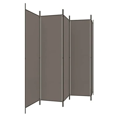 Image of vidaXL 5 Panel Room Divider Anthracite 250x200 cm Fabric Screen Paravent
