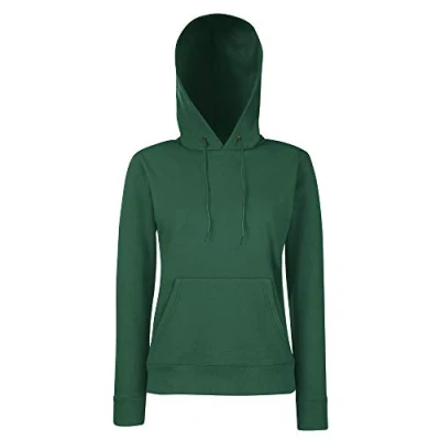 Image of Fruit Of The Loom 62038 Women’s Ladies’ Lady fit Hooded Sweatshirt, Womens, Hoodie, Sweat, bottle green, Small