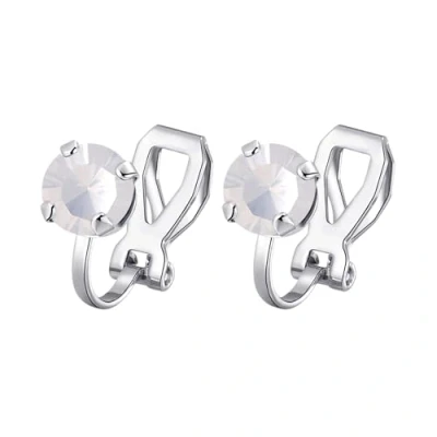 Image of Philip Jones White Opal Crystal Clip On Earrings Created with Zircondia® Crystals