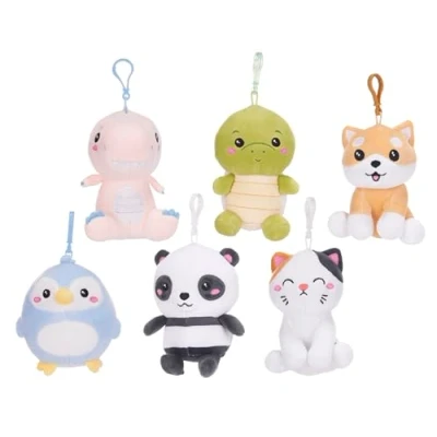 Image of One Kawaii Kuties 5&quot;/12.5cm Japanese Animal Soft Plush Bag Clip Please note: clips selected at random and sold separately