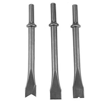 Image of 3pcs Air Hammer Chisel Set Extra Long Round Shank Pneumatic Bit for 150/190/250 Hammer, Dia 10mm