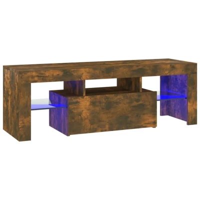 Image of vidaXL TV Cabinet with LED Lights Smoked Oak 120x35x40 cm