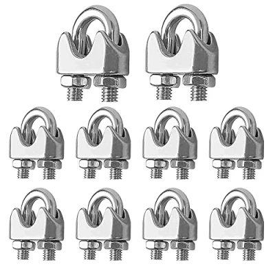 Image of YEYIT Wire Rope Clip M4 Cable Clamp(10 Pcs),for Ø 4mm Cable,Stainless Steel Grips, U Shape Bolt Saddle Fastener for Tensioning Ropes, Industry Household Transportation etc