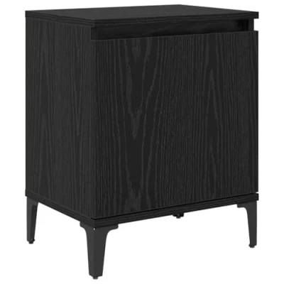 Image of vidaXL Oak Bedside Table Black Engineered Wood