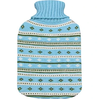 Image of Netagon 2 Litre Hot Water Bottle and Soft Knitted Cover Great Gift idea for Both Children &amp; Adults (Blue Stripe Pattern)