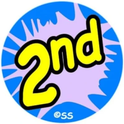 Image of SuperStickers &#039;2nd&#039; Sports Day stickers. 125 28mm.