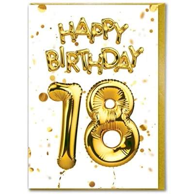 Image of Brainbox Candy 18th Birthday Card Age 18 Eighteenth Beautiful White Gold Foil Effect For Him Her Son Daughter Friends Mates Special Cards