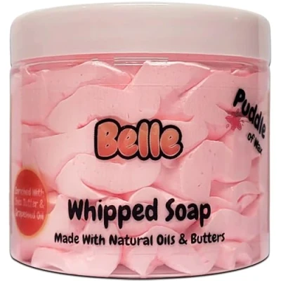 Image of Belle Whipped Soap Body Wash 150g Natural Oils and Butters Perfume Scent Vegan Friendly Puddle of Wax Made in the UK
