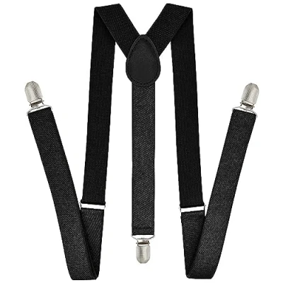 Image of Lizze Slim Braces Fully Adjustable Y Shaped Clip Unisex Suspenders trouser (Plain Black)