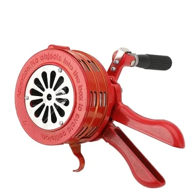 Image of SUDEG Hand Crank Alarm/Siren, Portable Manual Operated Air Raid Siren Fire Emergency Safety Alarm 110dB Red