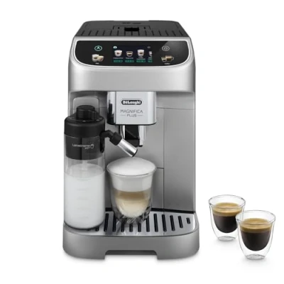 Image of De&#039;Longhi ECAM322.70.SB Magnifica Plus Automatic Coffee Machine with LatteCrema Hot, Bean to Cup Espresso 18 One Touch Recipes, Full Control Panel, 1450W, Silver/Black