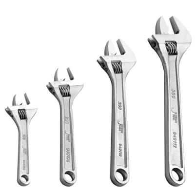 Image of Jetech 4pcs Adjustable Spanner Set, Metric + SAE Professional Heavy Duty Wrench Set Include 6in, 8in, 10in, 12in, Industry Grade Shifter Spanners with Large Opening, Roll up Pouch