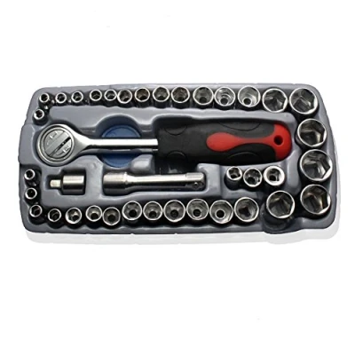 Image of NUZAMAS [Upgraded] 40pcs Socket Wrench Set 1/4&quot; 3/8&quot; Reversible Ratchet Handle DR Drive BitsTool with Case